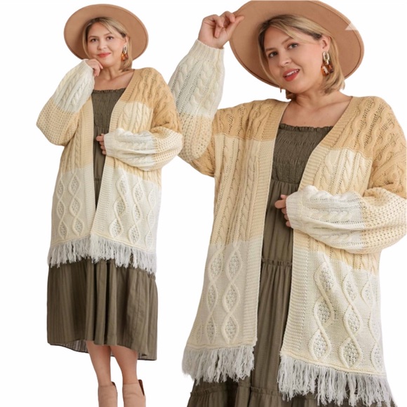 Umgee Sweaters - NEW UMGEE PLUS BOUTIQUE PATCHWORK Boho CARDIGAN SWEATER XL 1X